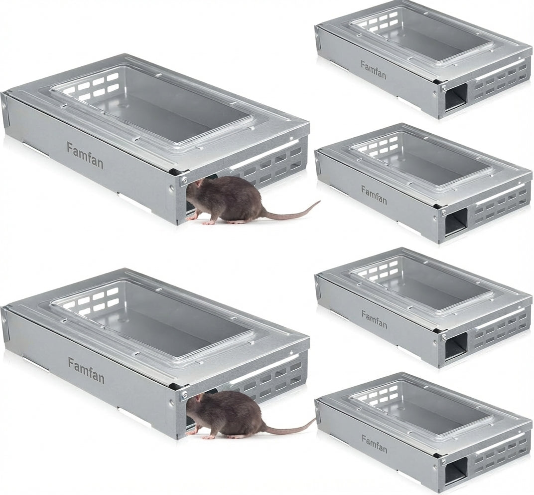 Qualirey 4 Pack Multi Catch Mice Trap Clear Top Humanized Mouse Trap Rodent for Indoor Outdoor Rat Control Pet and Security 