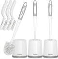 Toilet Brush, 3 Pack Toilet Brushes for Bathroom with Holder, Bathroom Accessories Toilet Bowl Brush with 3 Clean Brush