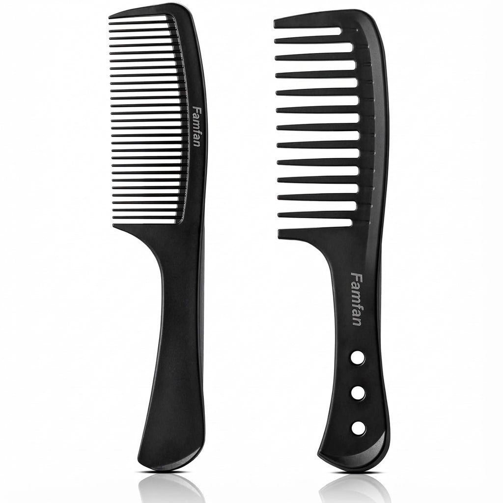 Professional Comb Set - Wide + Fine Tooth, Unisex for All Hair Types