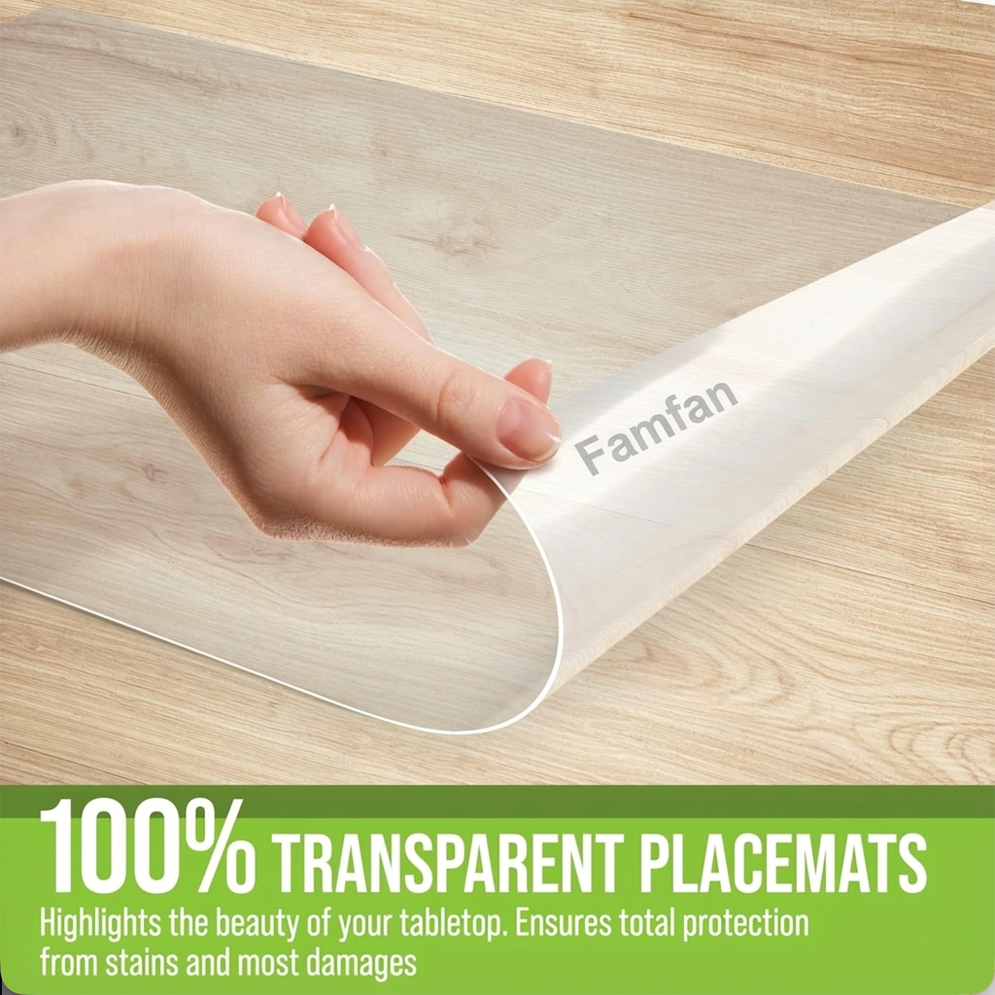 Clear Plastic Placemats Set of 2 - Vinyl Table Protector for Dining, Kitchen, Office, Painting Table, Shelves